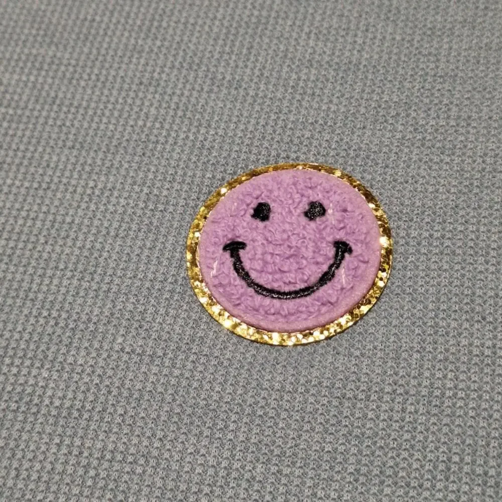 Hopely Shirt Women's Medium Sequined Terry Smiley Faces Waffle Knit Kidcore 90s - Picture 3 of 7